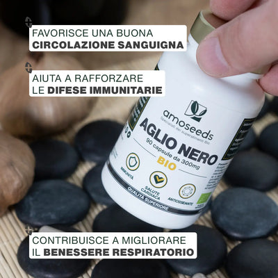 Benefici Aglio Nero Bio - capsule - amoseeds specialisti dei superalimenti bio