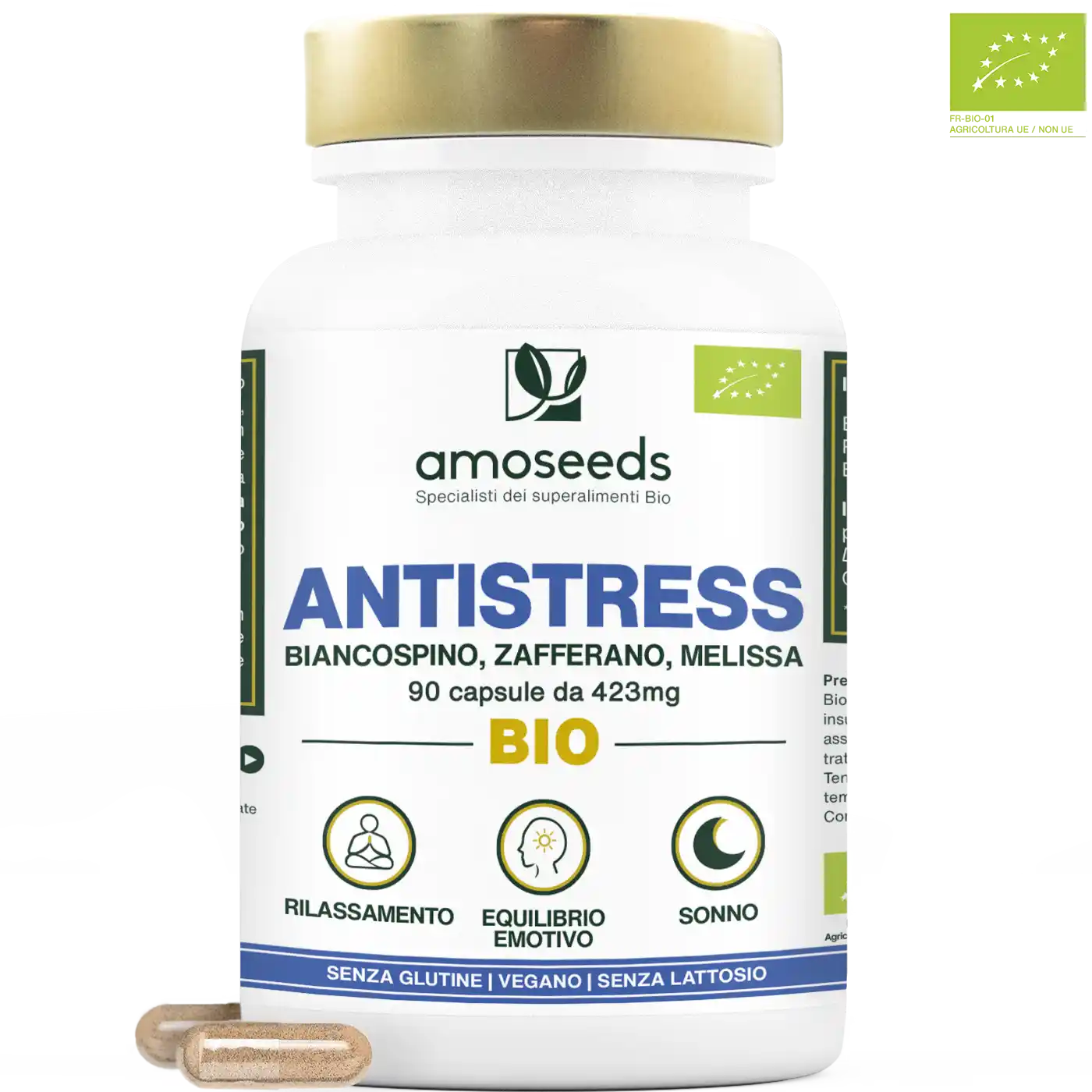 Complesso Antistress Bio, Biancospino, Zafferano, Melissa | 90 capsule