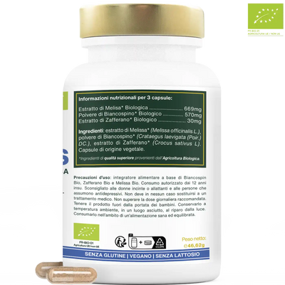 Complesso Antistress Bio, Biancospino, Zafferano, Melissa | 90 capsule