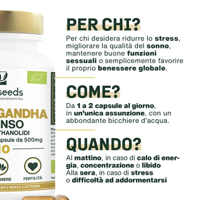 Uso Ashwagandha Bio - amoseeds specialisti dei superalimenti bio