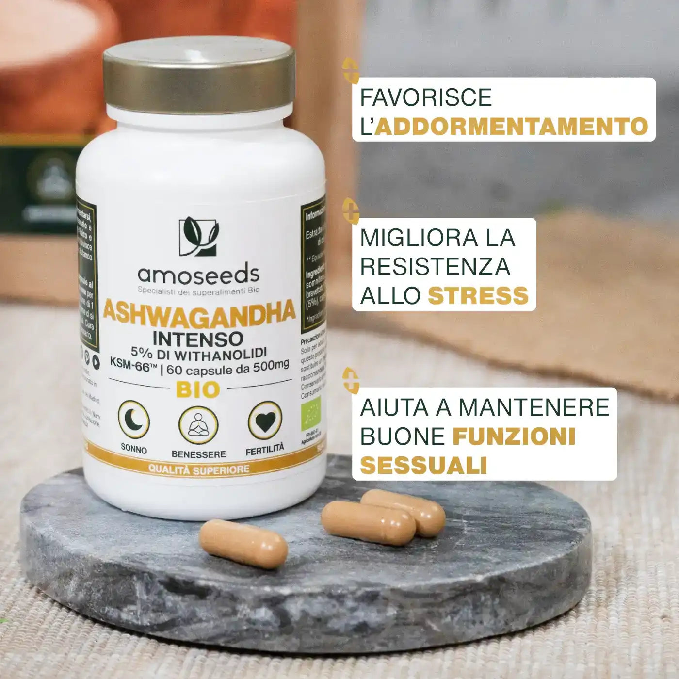 Virtu Ashwagandha Bio - amoseeds specialisti dei superalimenti bio