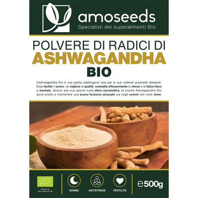 Ashwagandha Bio polvere di racidi amoseeds specialisti dei superalimenti Bio