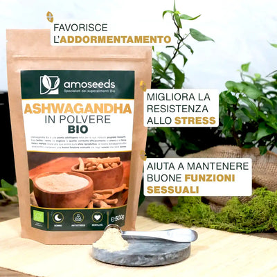Virtu  Ashwagandha in Polvere Bio - amoseeds specialisti dei superalimenti bio