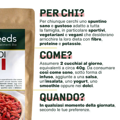 Uso Bacche di Goji Bio - amoseeds specialisti dei superalimenti bio