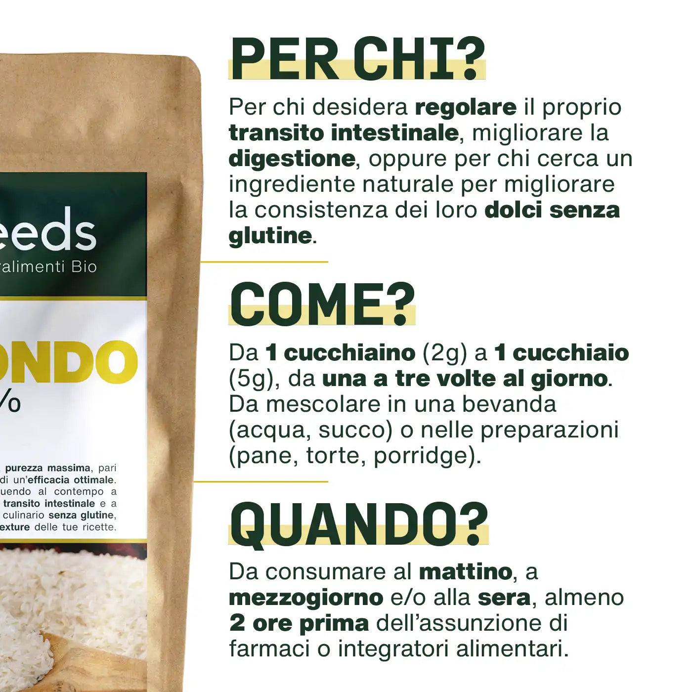 Uso Bucce di Psillio Biondo Bio - amoseeds specialisti dei superalimenti bio