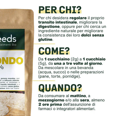 Uso Bucce di Psillio Biondo Bio - amoseeds specialisti dei superalimenti bio