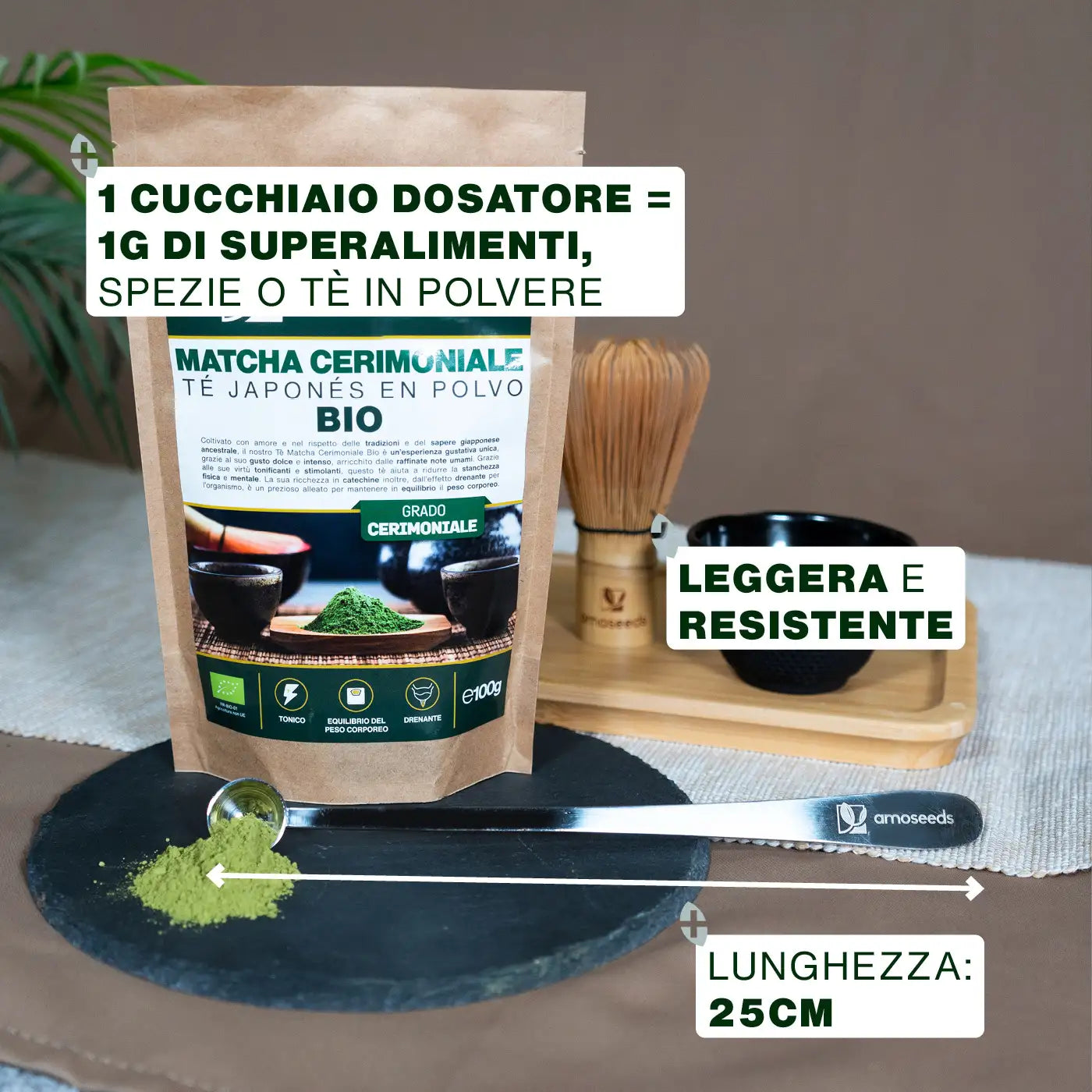 Cucchiaio dosatore 1g | Manico 25 cm