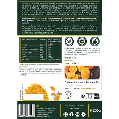 Curcuma polvere Bio amoseeds specialisti dei superalimenti bio