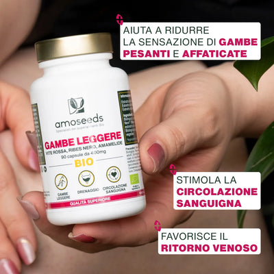Benefici Gambe Leggere Bio - capsule - amoseeds specialisti dei superalimenti bio