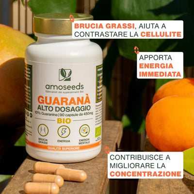 Benefici  Guarana Bio - capsule - amoseeds specialisti dei superalimenti bio