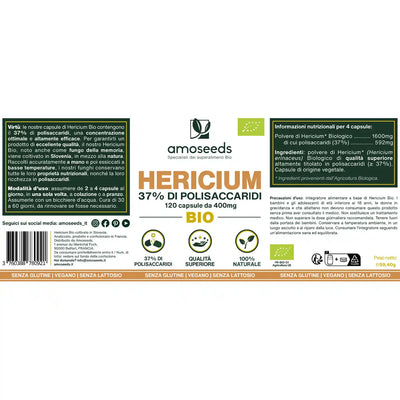 Hericium Bio, 37% polisaccaridi | 120 capsule