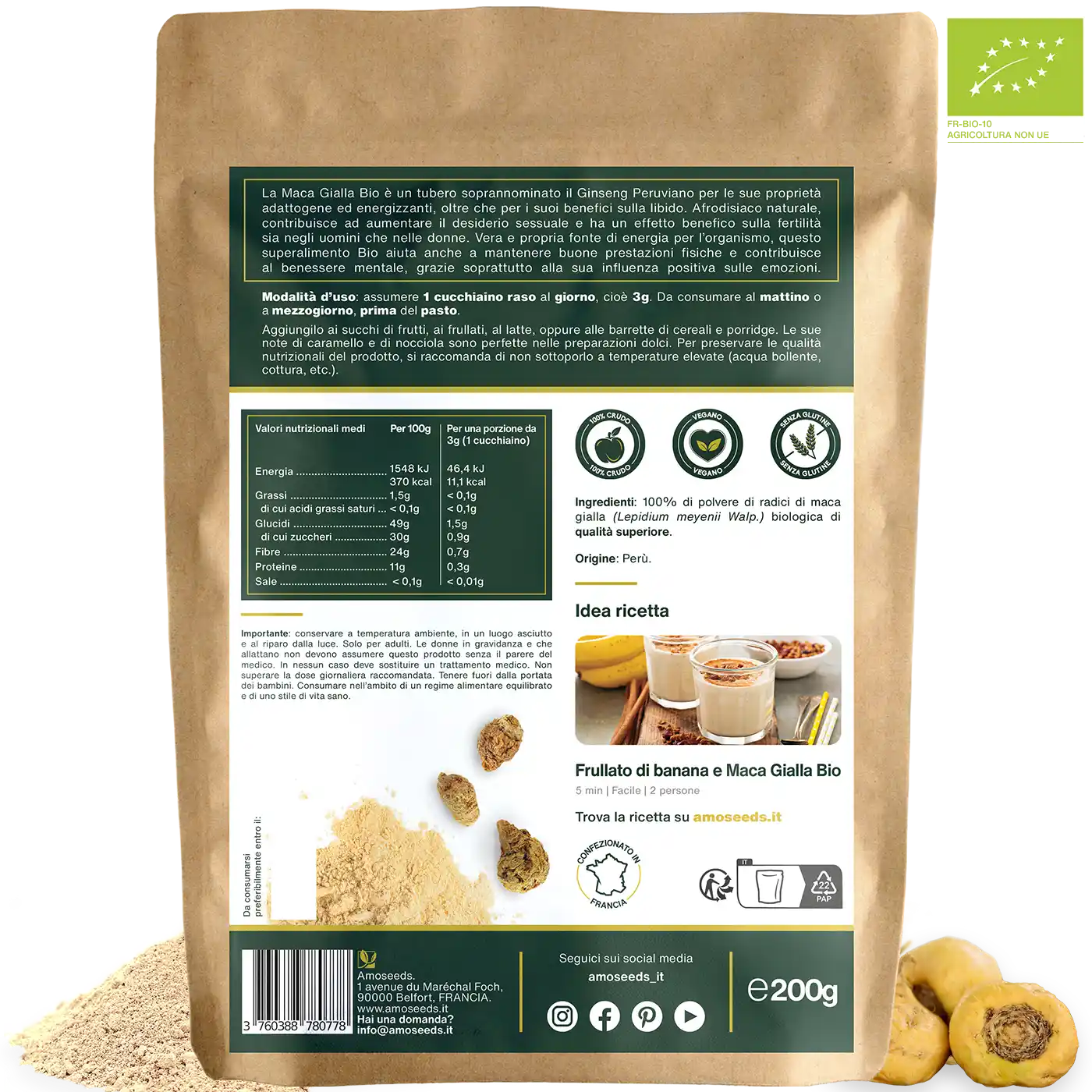 Maca Gialla Bio, amoseeds specialisti superalimenti bio