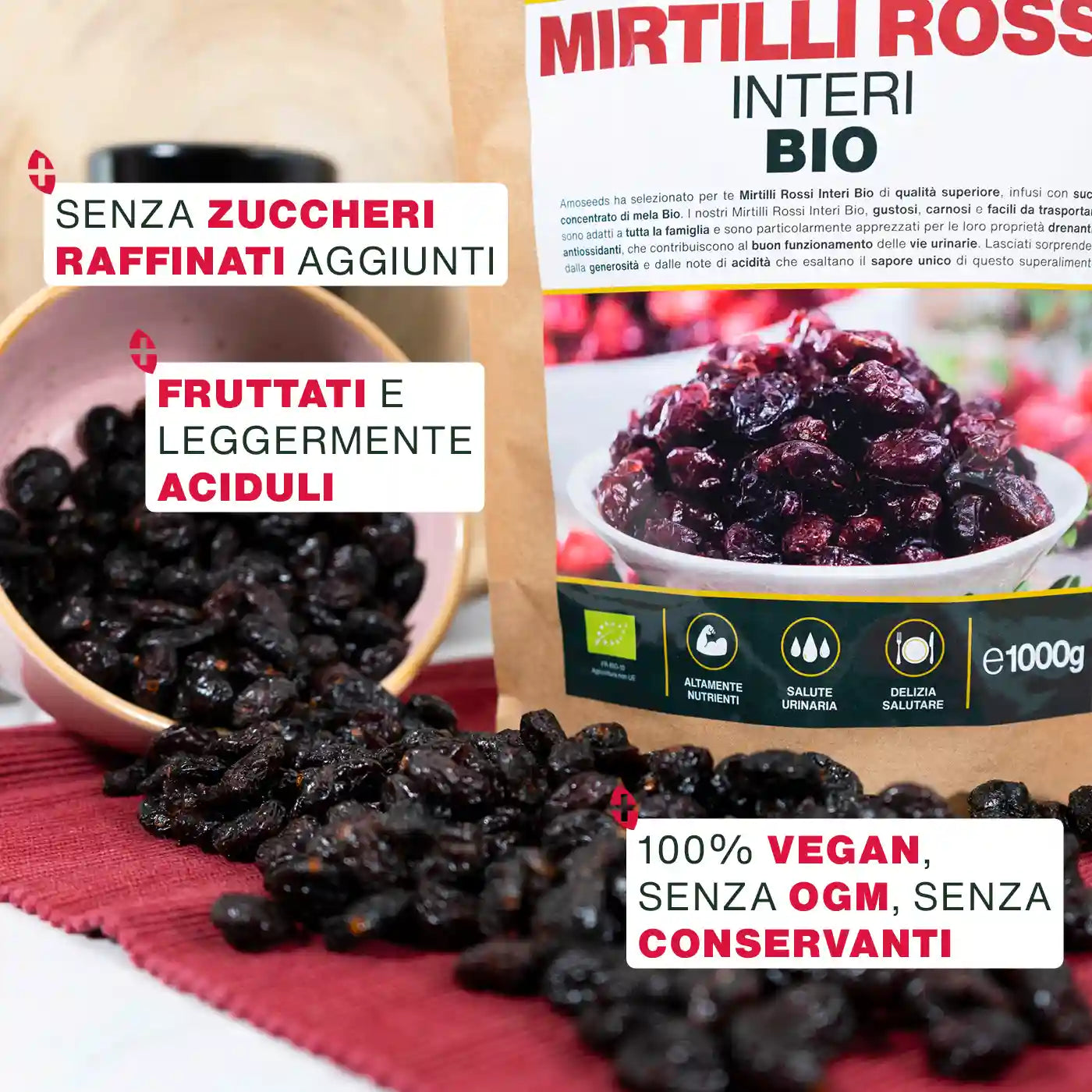 Qualita Mirtilli Rossi Bio - amoseeds specialisti superalimenti bio