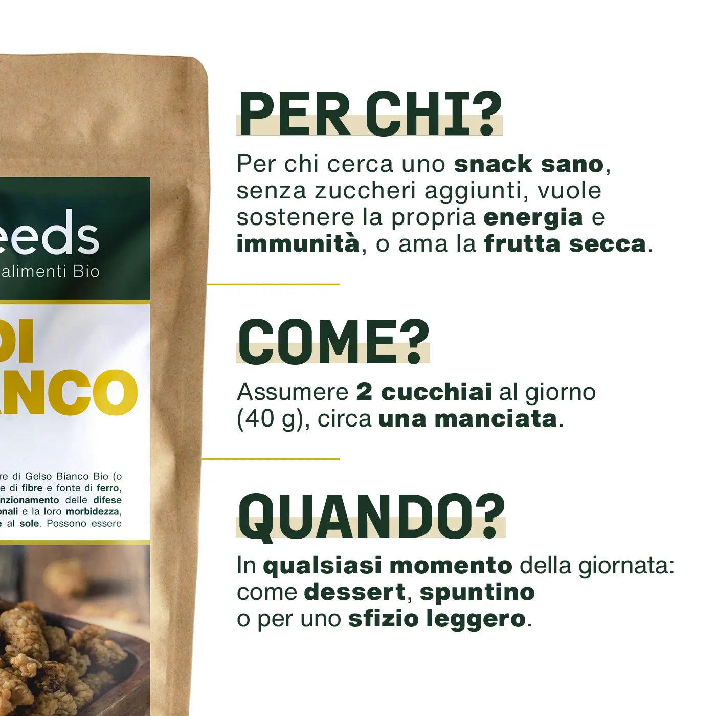 Uso More di Gelso Bianco in Polvere Bio - amoseeds specialisti dei superalimenti bio