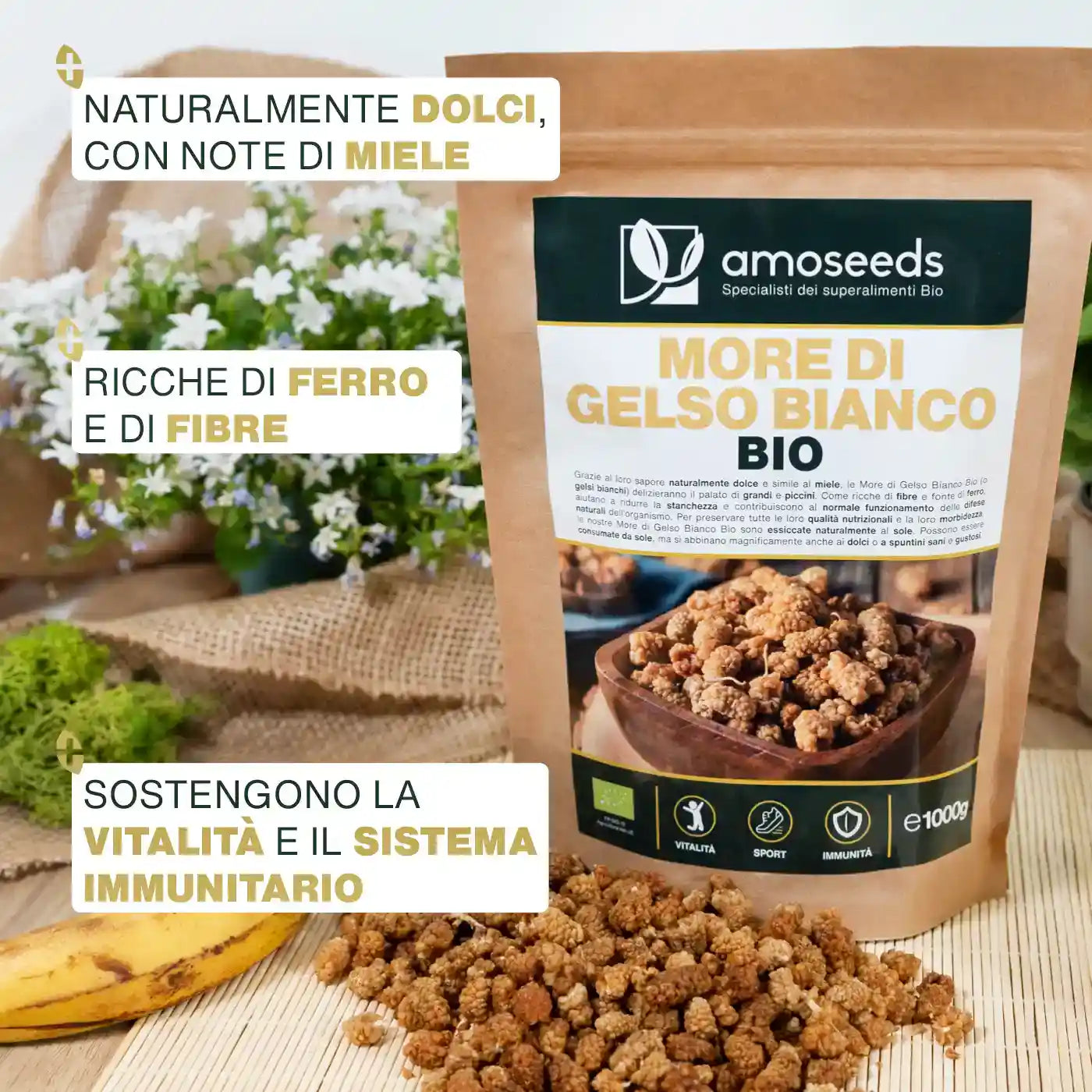 Virtu More di Gelso Bianco in Polvere Bio - amoseeds specialisti dei superalimenti bio