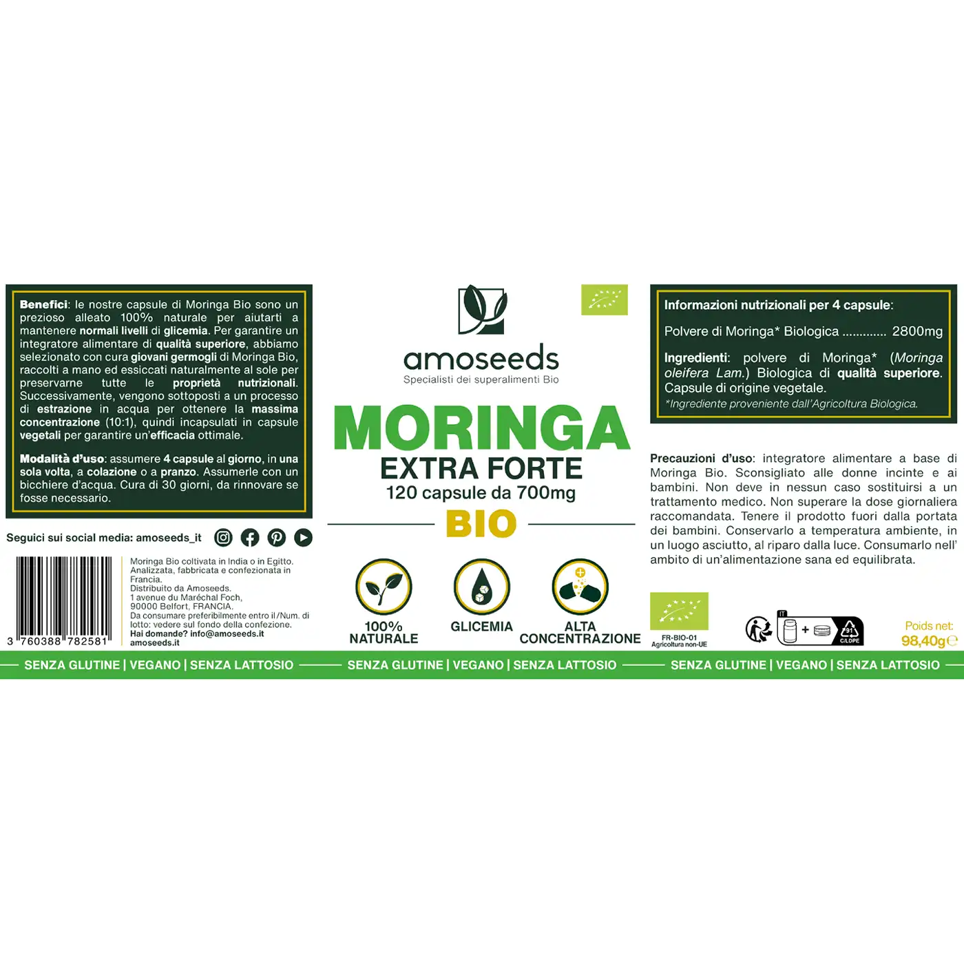 Moringa Bio - capsule - amoseeds specialisti dei superalimenti bio