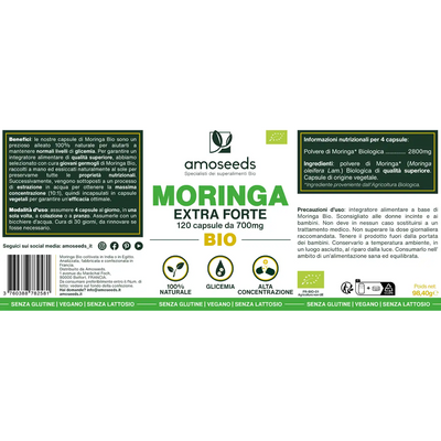 Moringa Bio - capsule - amoseeds specialisti dei superalimenti bio