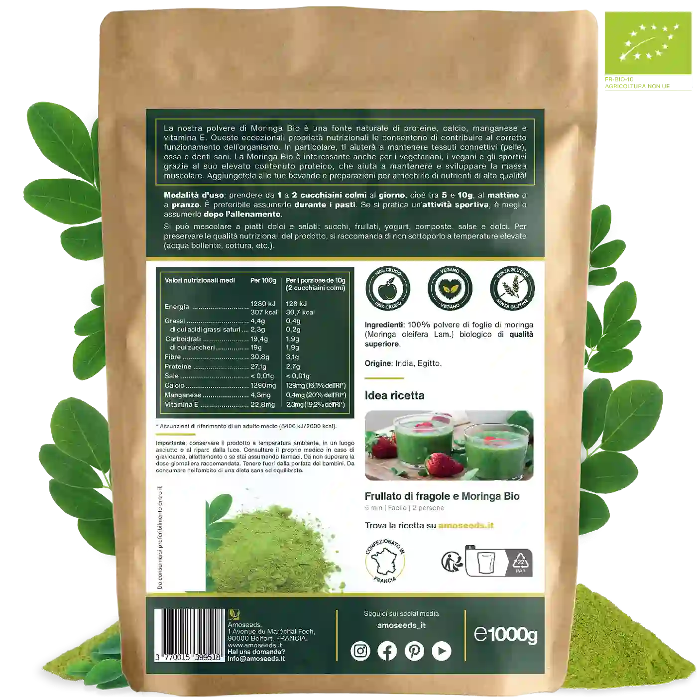 Moringa 1kg Bio - amoseeds specialisti superalimenti bio