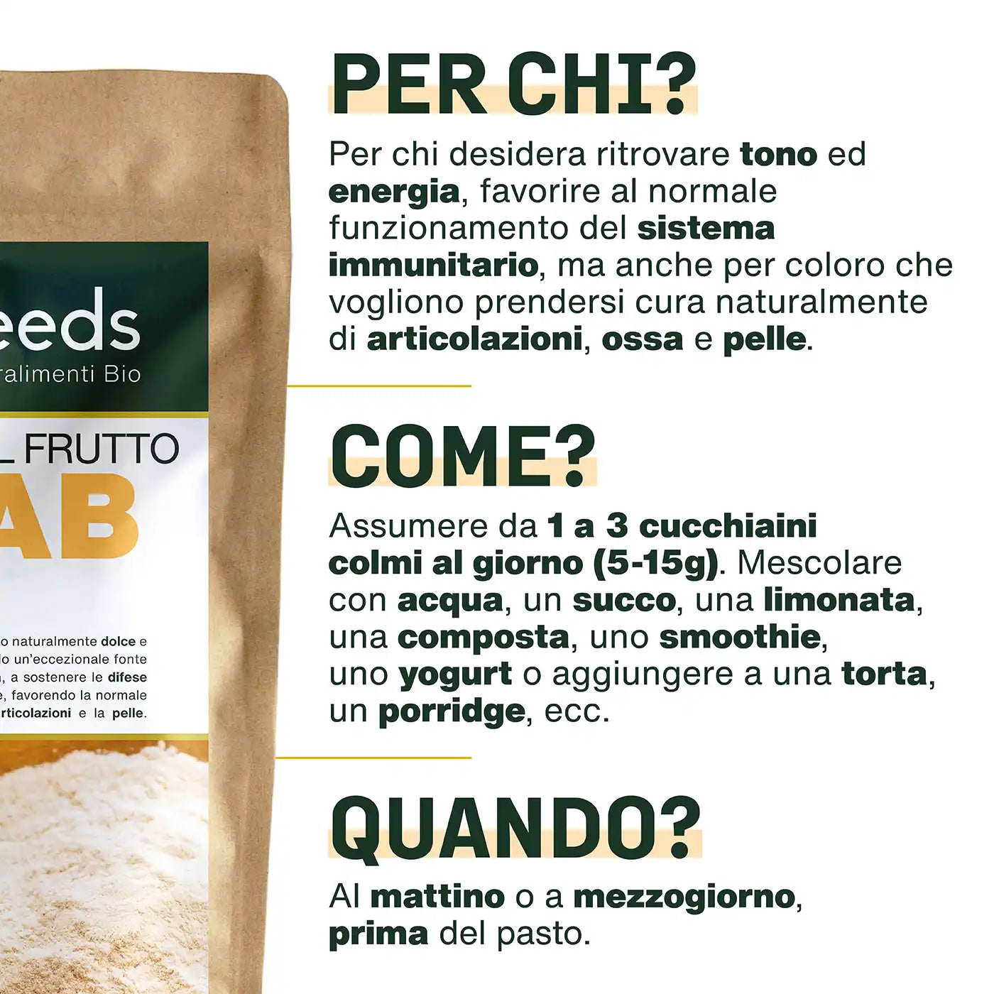 Uso Polpa disidratata del frutto Baobab Bio - amoseeds specialisti dei superalimenti bio