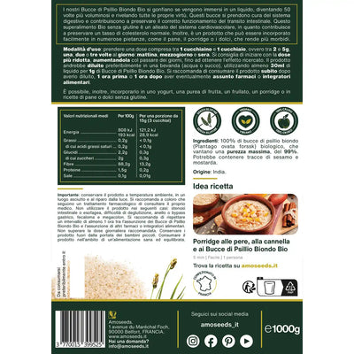 Psillio biondo bio, amoseeds specialisti superalimenti bio,