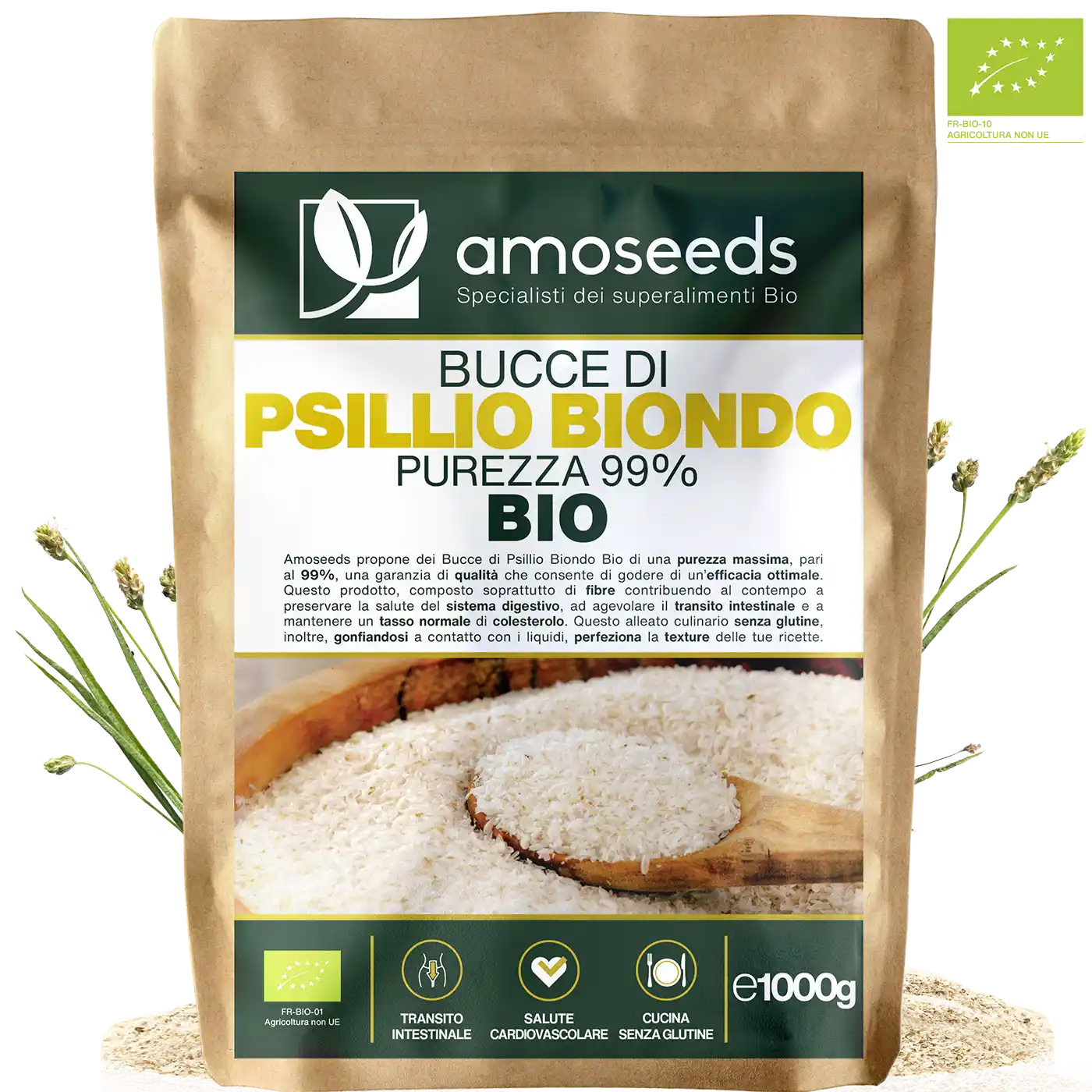 Psillio biondo bio, amoseeds specialisti superalimenti bio,