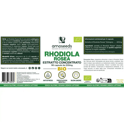 Rhodiola Rosea Bio, Estratto Concentrato | 90 capsule