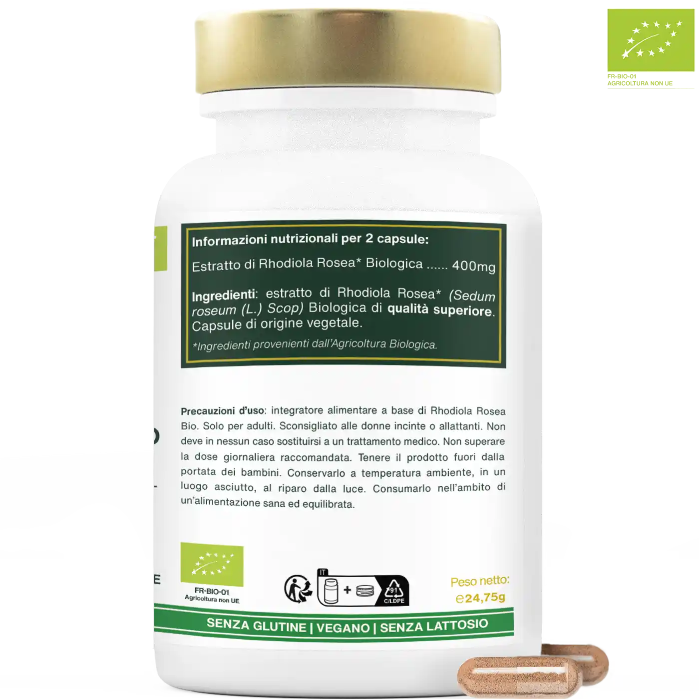 Rhodiola Rosea Bio, Estratto Concentrato | 90 capsule