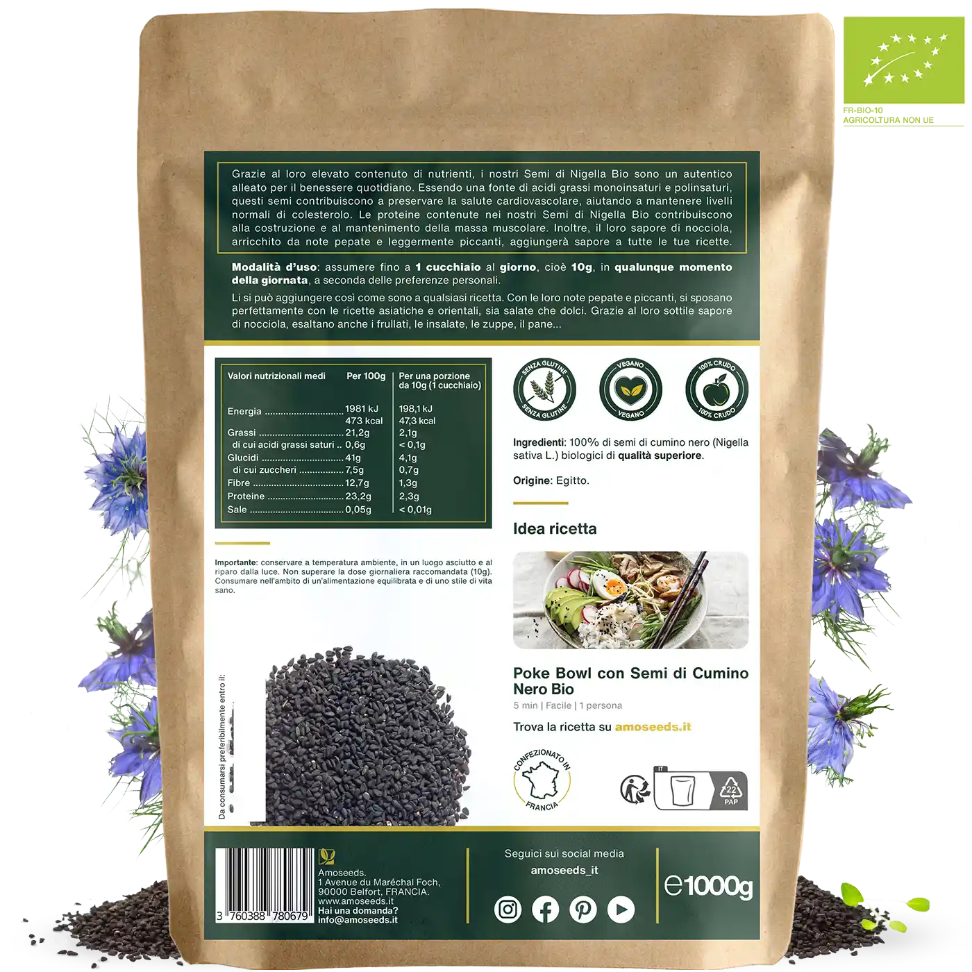 Semi Cumino Nero Bio amoseeds specialisti dei superalimenti Bio,