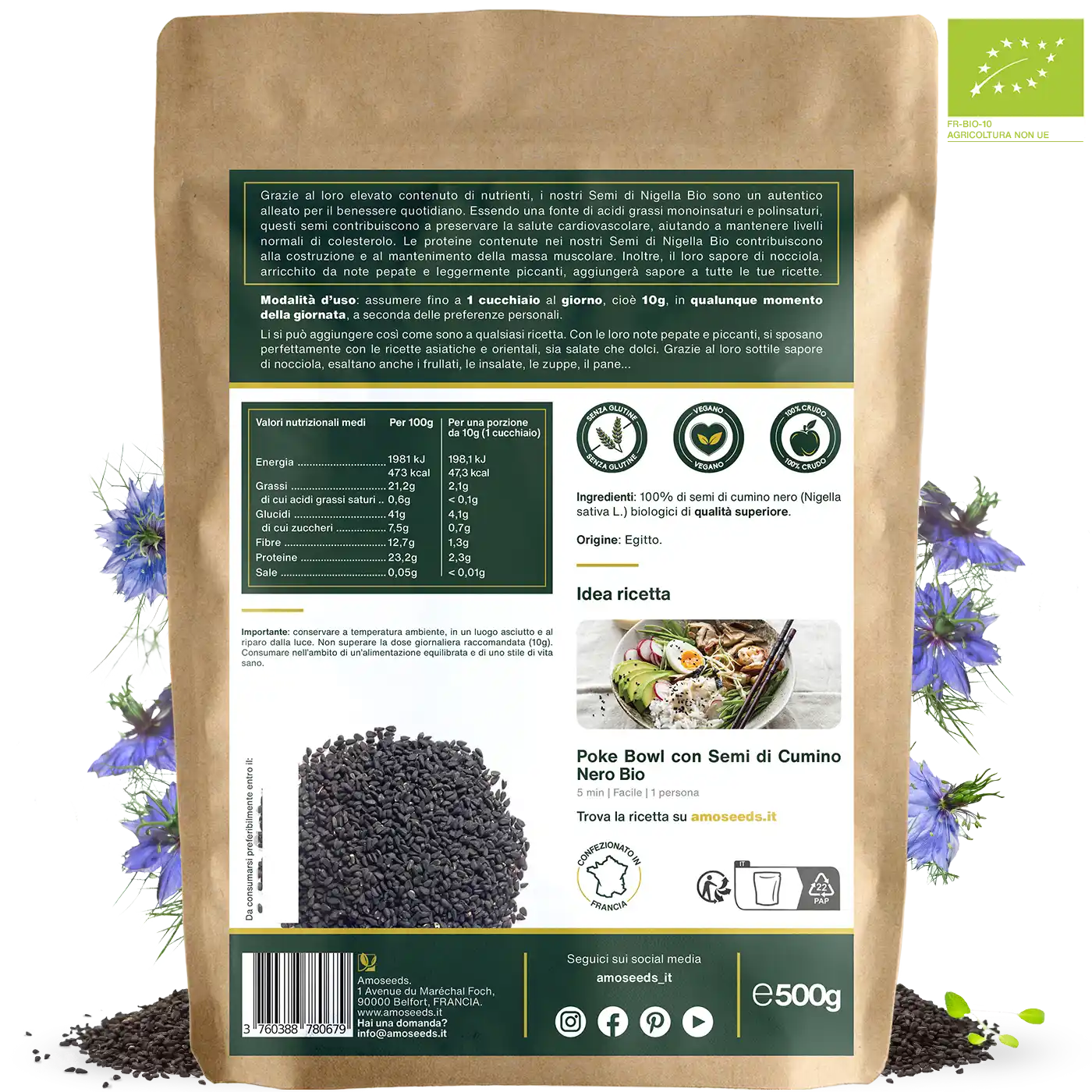 Semi Cumino Nero Bio amoseeds specialisti dei superalimenti Bio