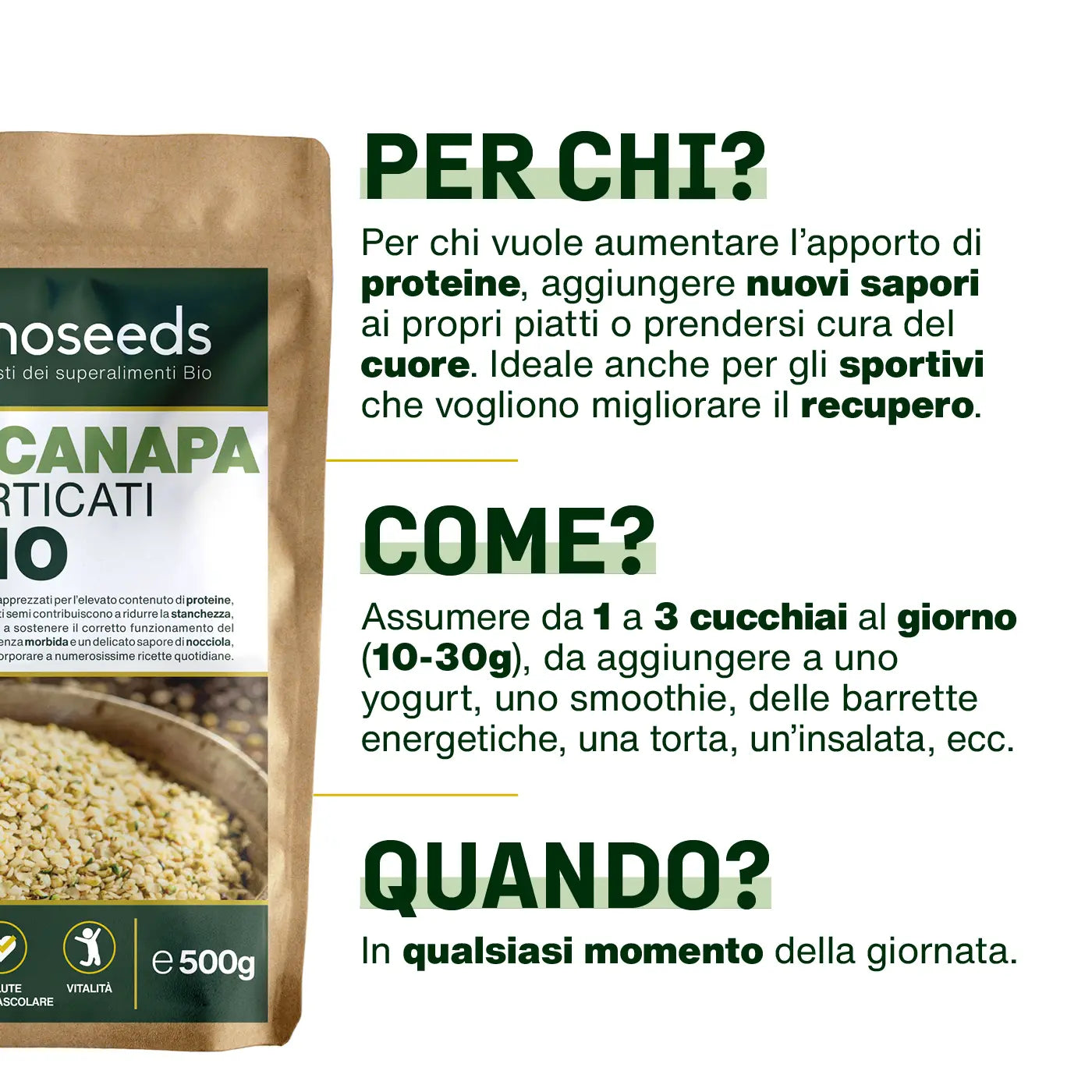 Uso Semi di Canapa Bio - amoseeds specialisti superalimenti bio