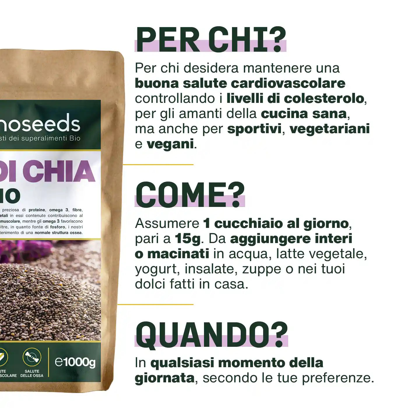 Uso Semi di Chia 1kg Bio - amoseeds specialisti superalimenti bio