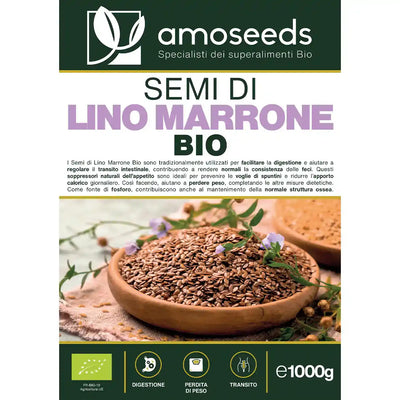 Semi di Lino Marrone bio amoseeds specialisti dei superalimenti bio,