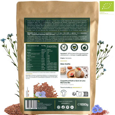 Semi di Lino Marrone bio amoseeds specialisti dei superalimenti bio,