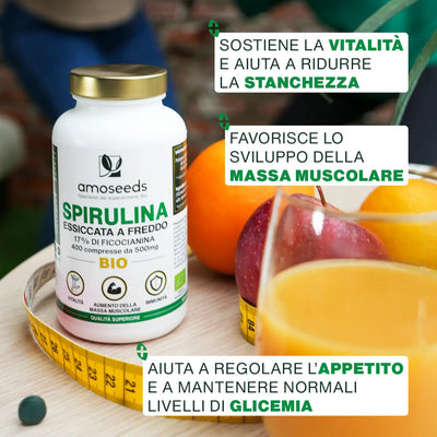 Benefici Spirulina Bio - amoseeds specialisti dei superalimenti bio