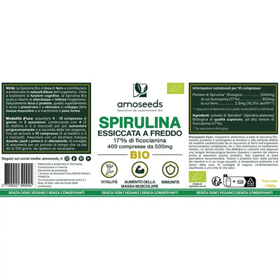 Spirulina Bio compresse amoseeds specialisti dei superalimenti bio