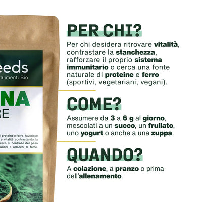 Uso Spirulina in Polvere Bio - amoseeds specialisti dei superalimenti bio