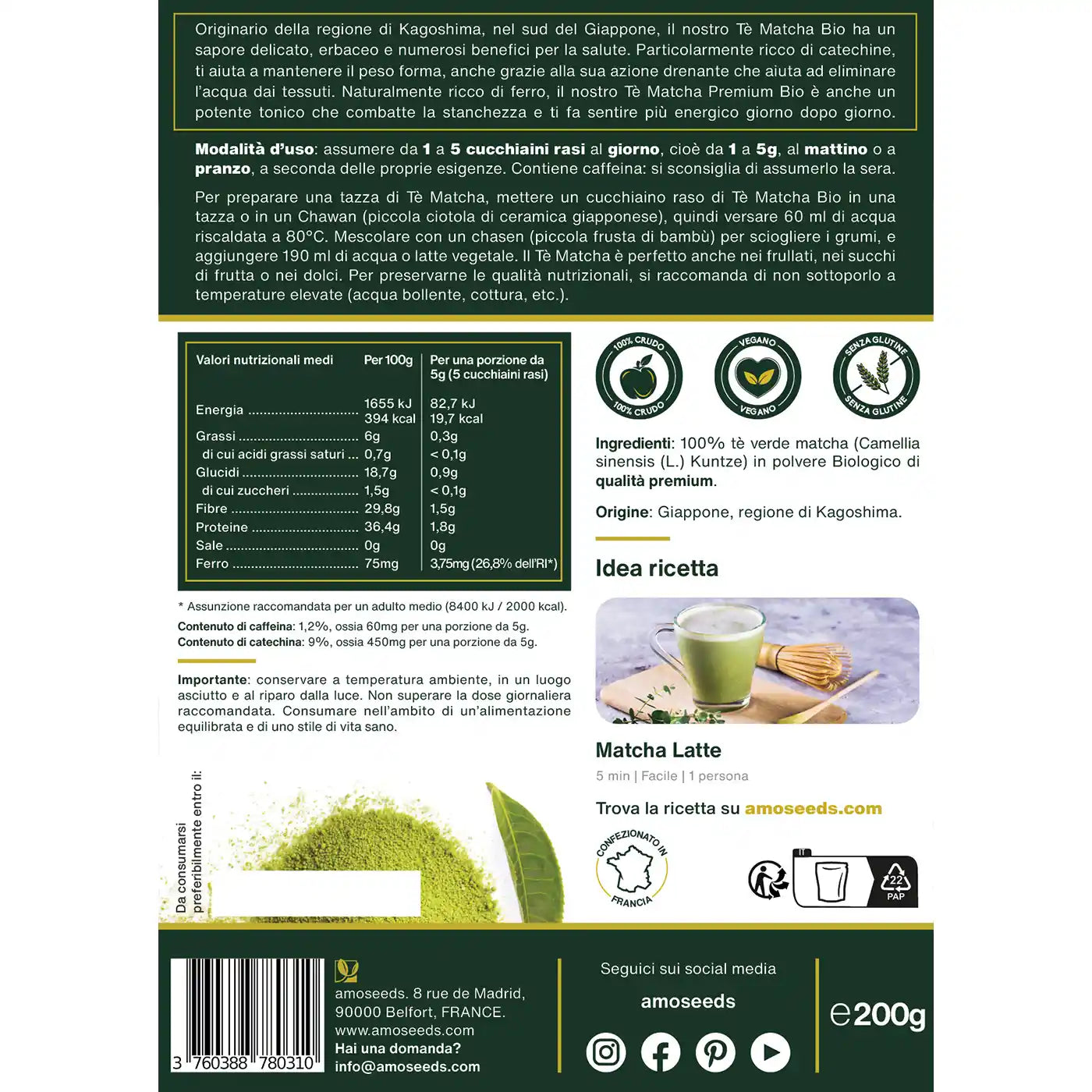 Te Matcha Bio amoseeds specialisti dei superalimenti bio