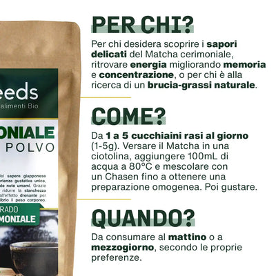 Uso Tè Matcha Cerimoniale Bio - amoseeds specialisti dei superalimenti bio