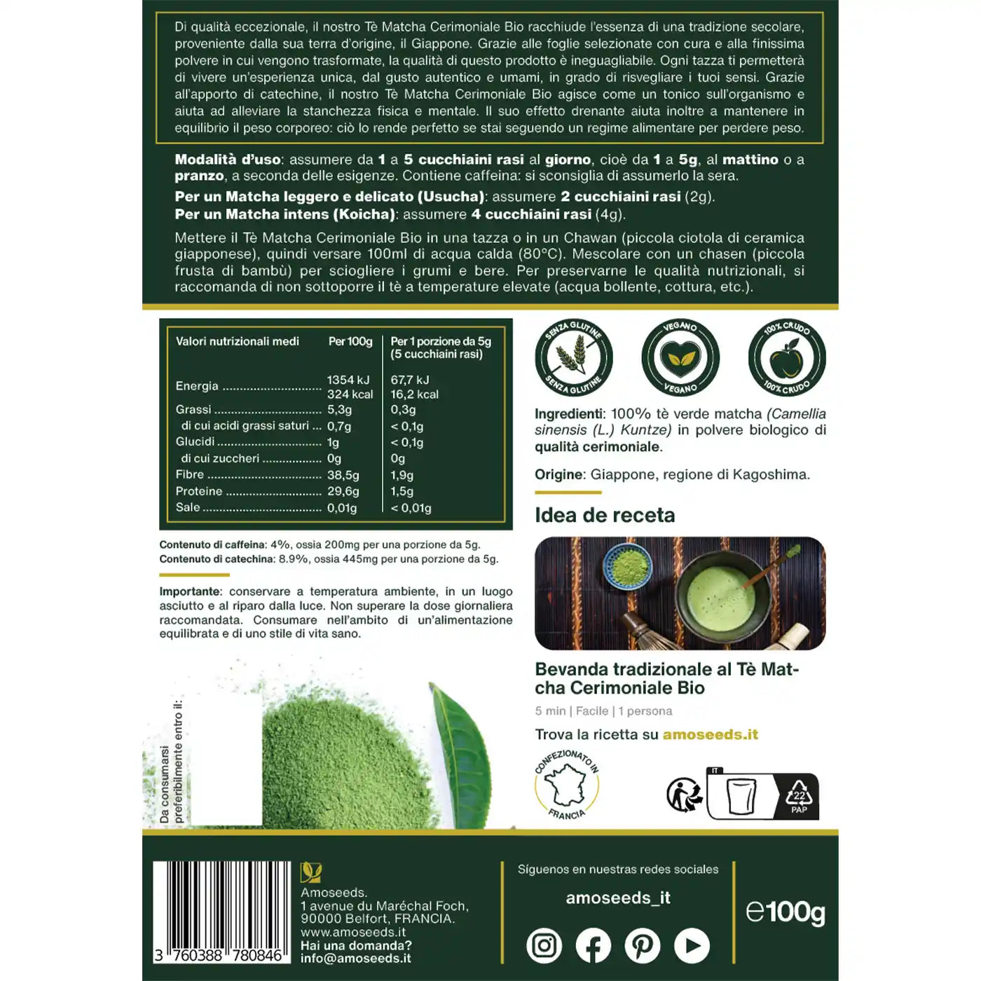 Te Matcha Cerimoniale Bio amoseeds specialisti superalimenti bio