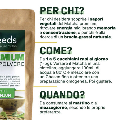 Uso Tè Matcha Premium Bio - amoseeds specialisti dei superalimenti bio