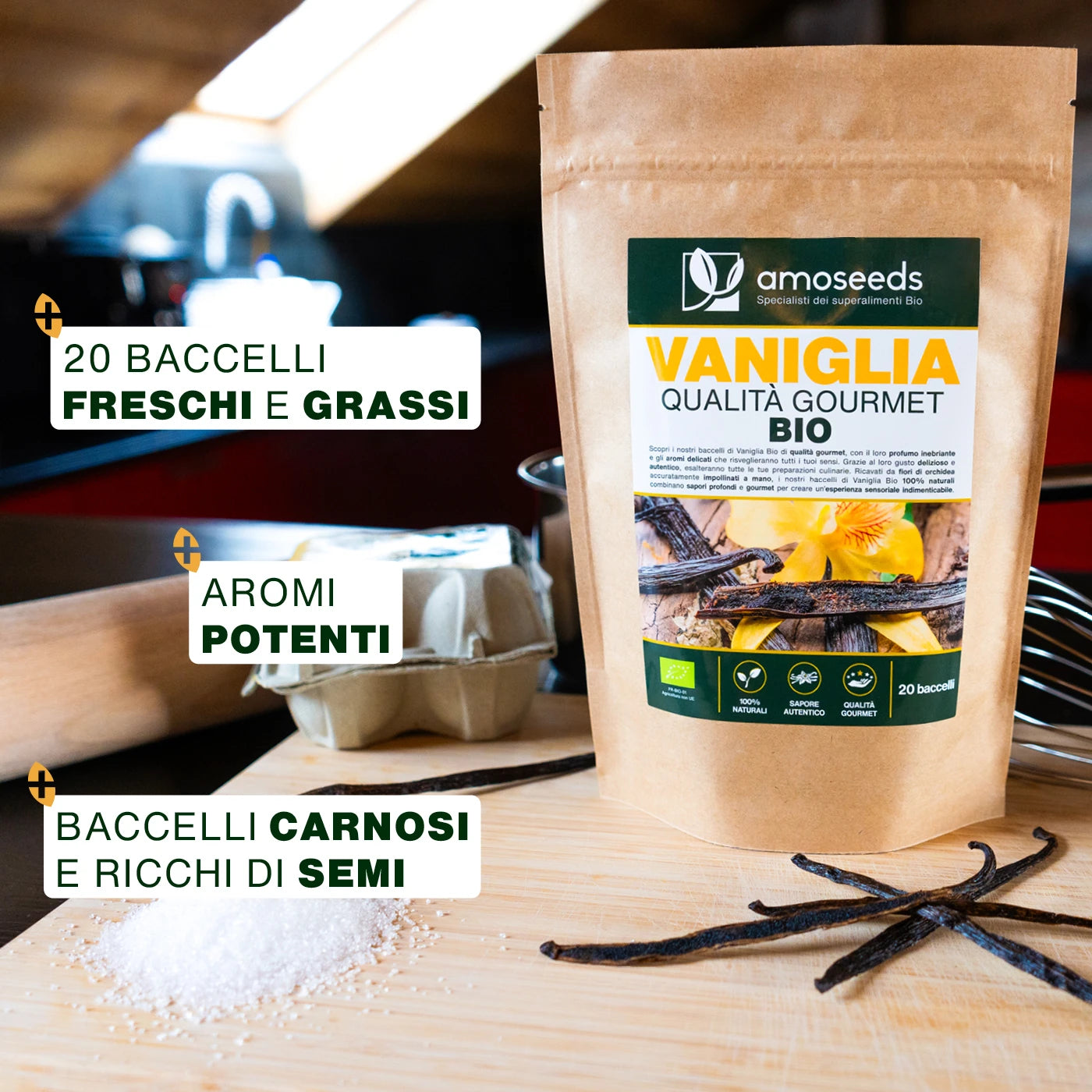 Vaniglia 20 baccelli - amoseeds specialisti dei superalimenti bio