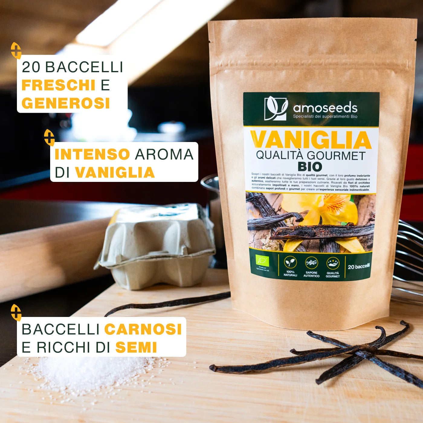 Virtu Vaniglia 20 baccelli - amoseeds specialisti dei superalimenti bio