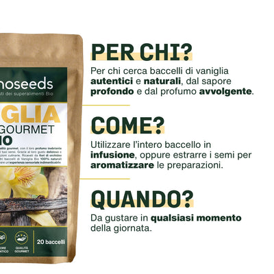 Uso Vaniglia 20 baccelli - amoseeds specialisti dei superalimenti bio