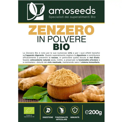 Zenzero in polvere Bio amoseeds specialisti dei superalimenti Bio,