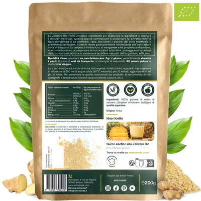 Zenzero in polvere Bio amoseeds specialisti dei superalimenti Bio,